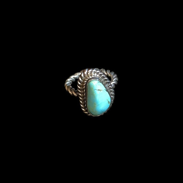 Handcrafted in Sterling Silver Irregular Shape Single Stone Turquoise Ring - Regul Silver