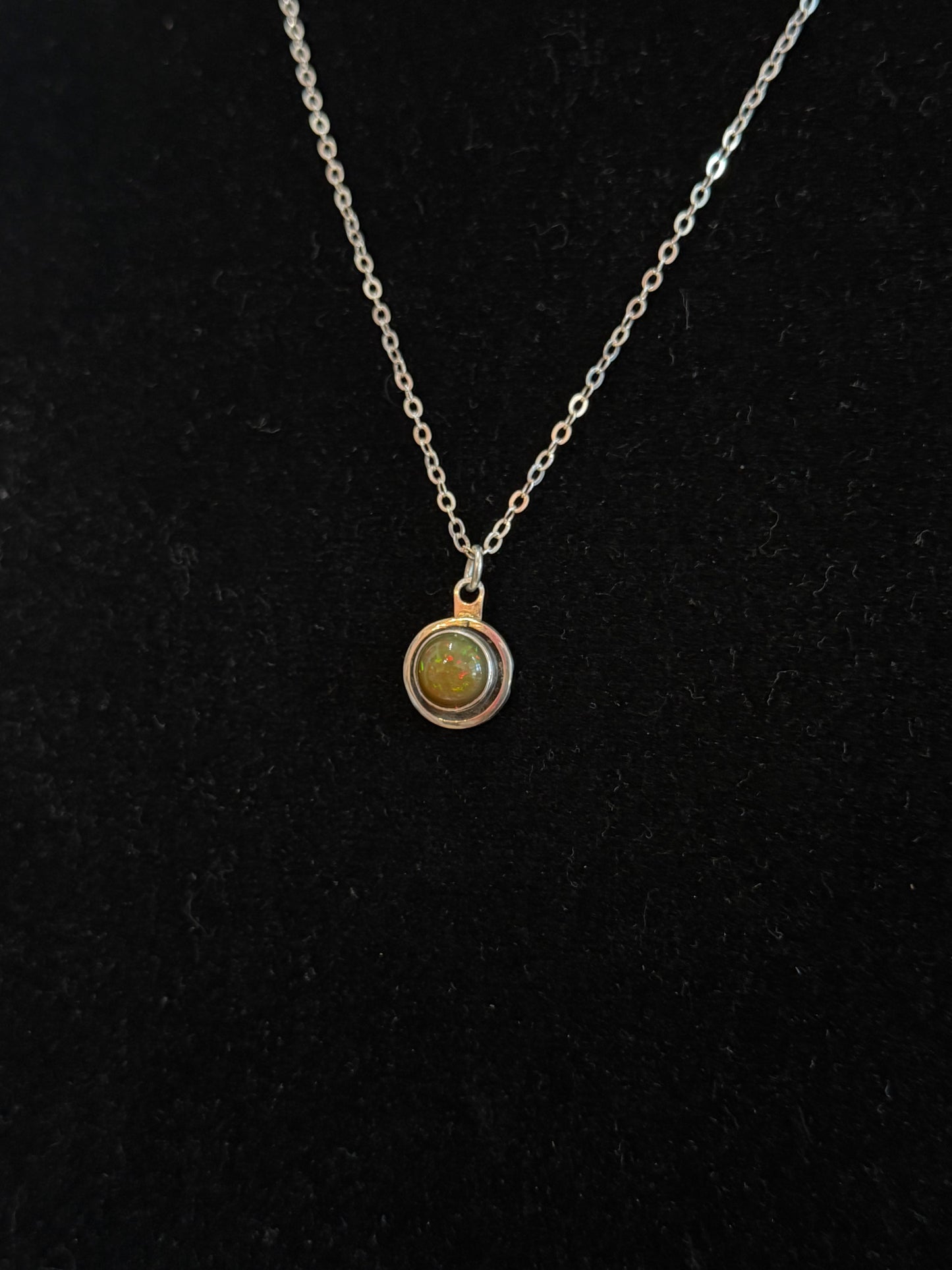 Sterling Silver Fire Opal Pendant Necklace