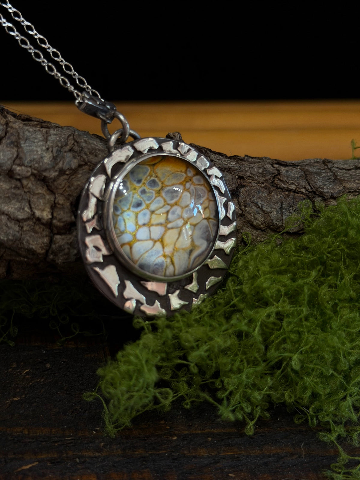 Sterling OOAK Marbled Glass Cabochon - Connie Consignment