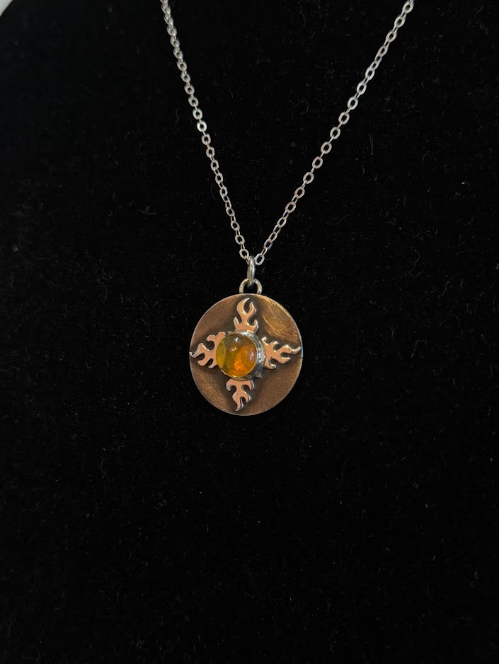 Yellow Opal Flame Necklace