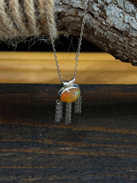 Authentic Opal Cabochon Necklace - Regul Silver