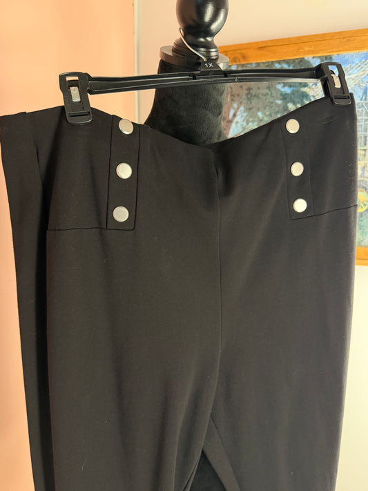 Forever 21+ black sailor button pants, closer front view