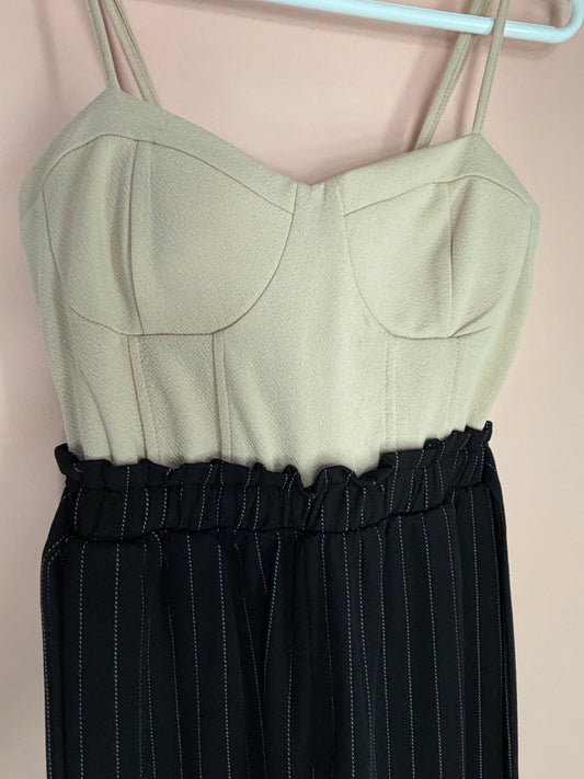 No Comment jumpsuit cream bustier bodice close-up