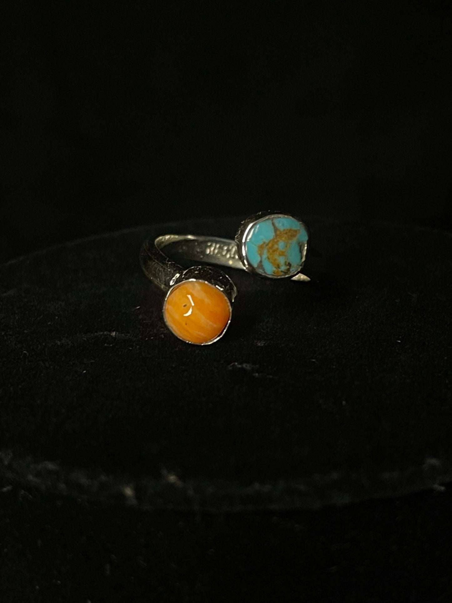 Two Stone Adjustable Real Turquoise Rings|Tiny Twins - Regul Silver