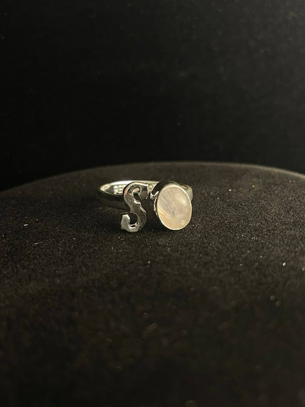 Sterling Silver Initial Ring | Genuine Gemstone Western Jewelry