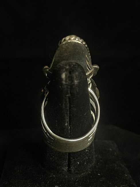Detail view of turquoise Ring, Sterling Silver, Tyrone, Multi-Stone, Size 7
