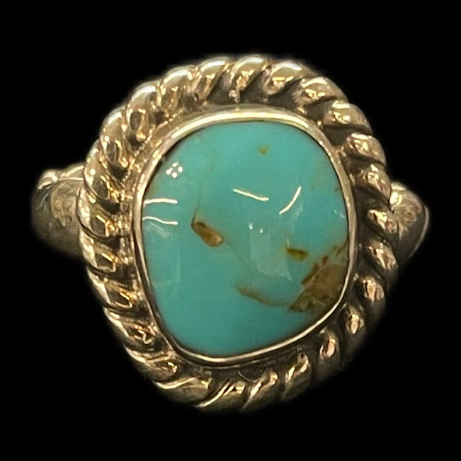 Irregular Shaped Turquoise Gemstone Sterling Silver Ring - Regul Silver