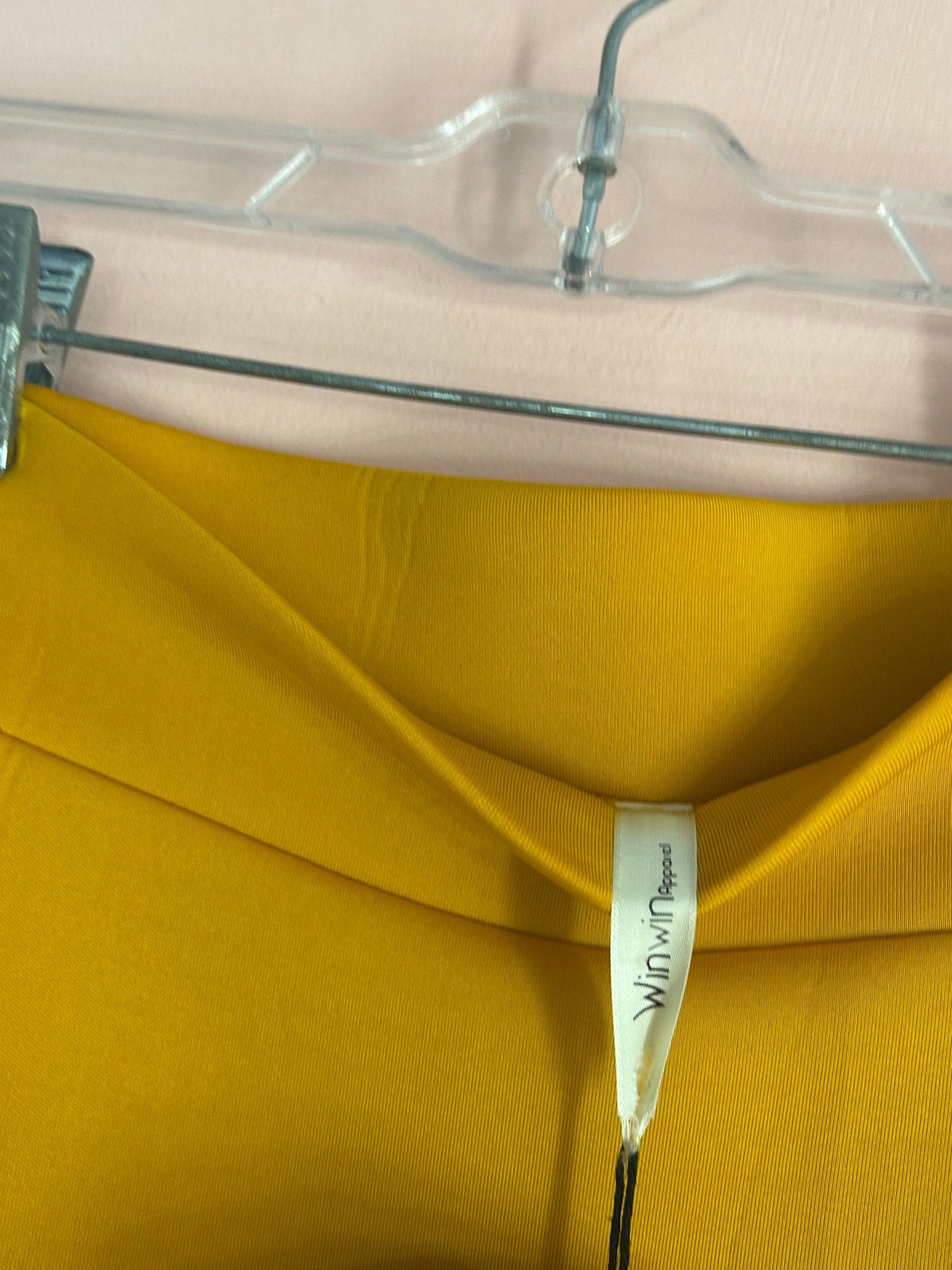 Label view of midi Skirt for Women, Mustard Yellow Ruffle Mermaid Hem, Winwin Apparel