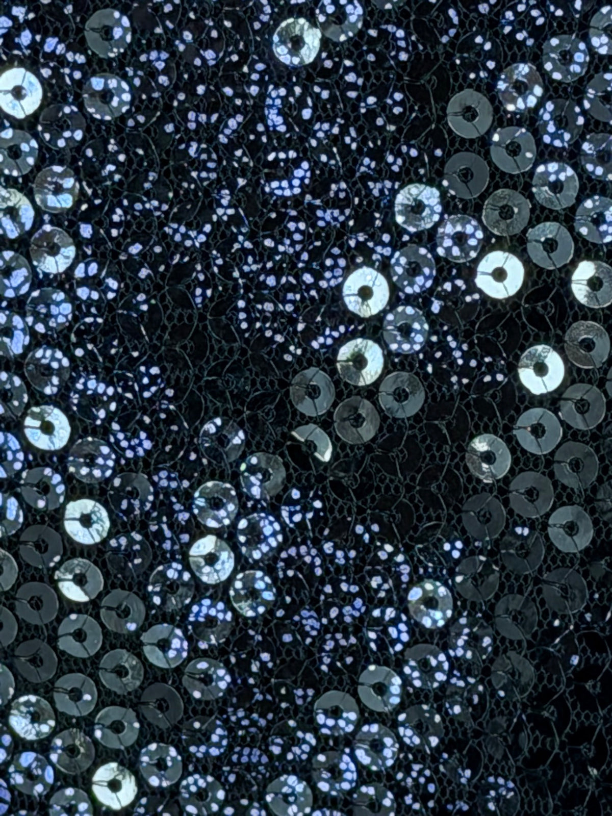 Black sequin dress, close-up sequin detail