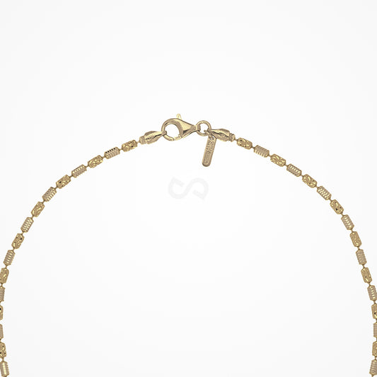 DESMOS beaded barrel chain necklace in sterling silver with 18K gold plate, 16 inch, view 2