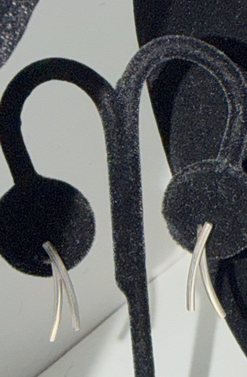 Sterling silver double-bar drop earrings, matching pair — Regul Silver