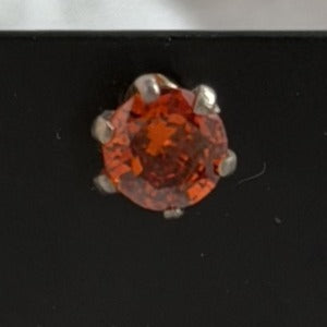 Red cubic zirconia stud earrings, sterling silver