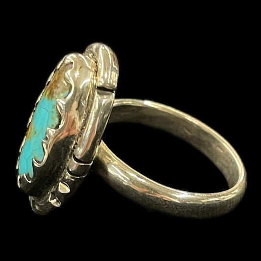 Sterling Silver Sonoran Turquoise Ring | Genuine Turquoise | Oval Shape - Regul Silver