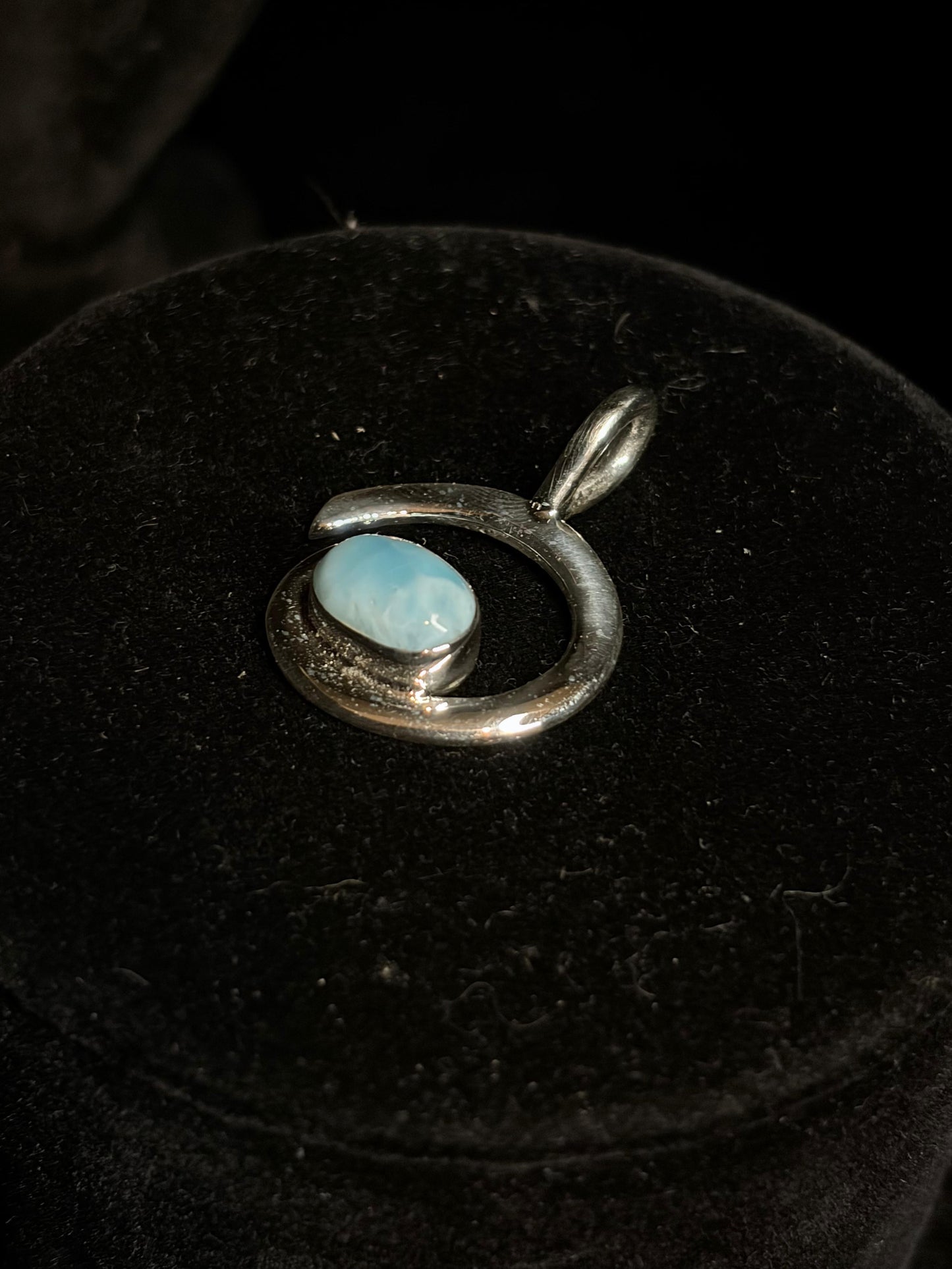Circle Larimar Sterling Necklace