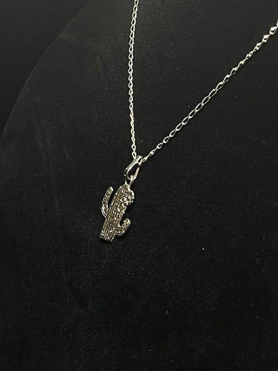 Southwest Style Sterling Silver Cactus| Necklace - Regul Silver