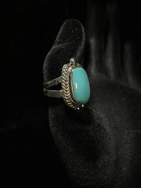 One Stone Southwest Blue Turquoise Ring | Split Design - Regul Silver