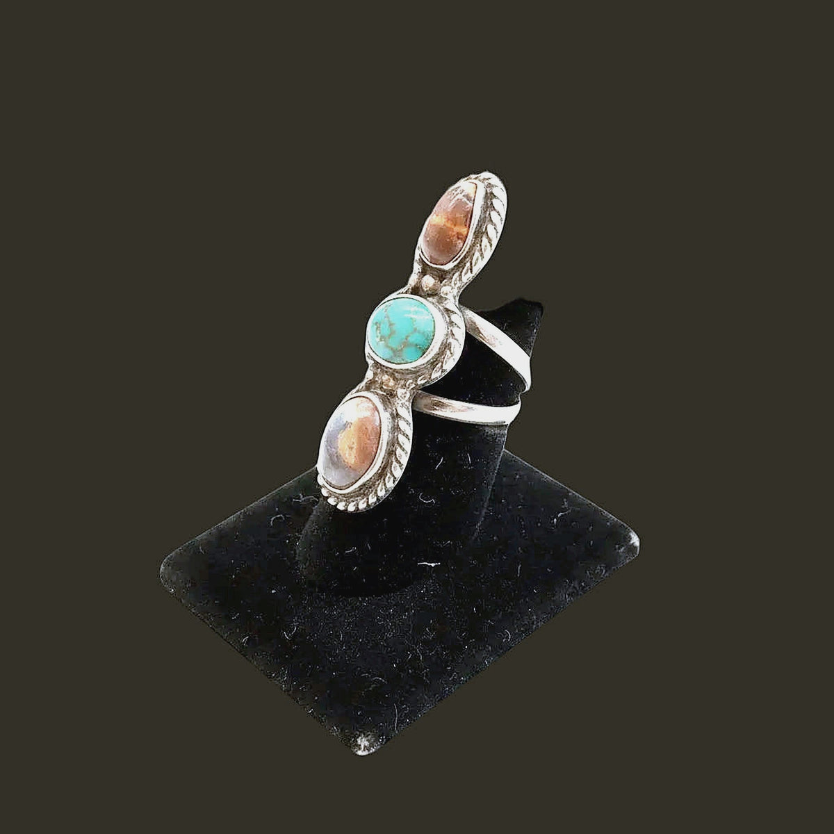 Order Only - Sterling Silver Turquoise & Spiny Oyster Triple Stone Ring - Regul Silver
