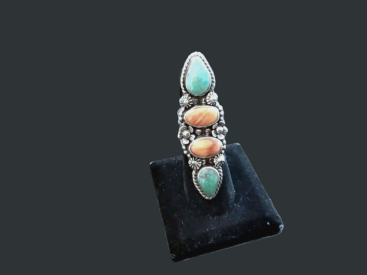 Order Only - Turquoise & Spiny Oyster Statement Ring | Sterling Silver