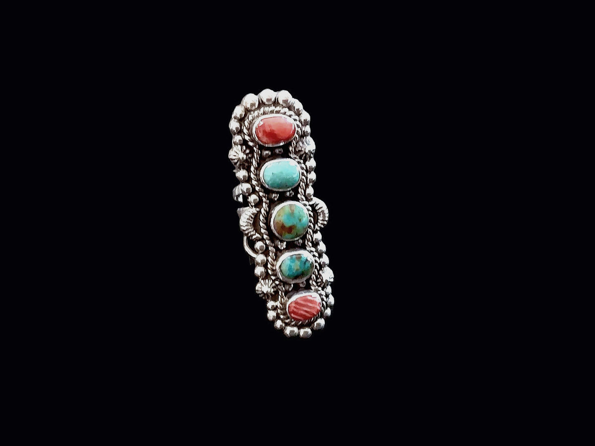 Order Only - Turquoise & Spiny Oyster Beaded Ring | Sterling Silver