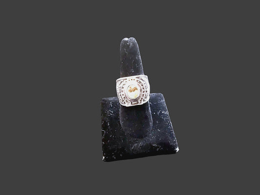 Order Only - Oval Turquoise Ring | Sterling Silver Beaded - Regul Silver