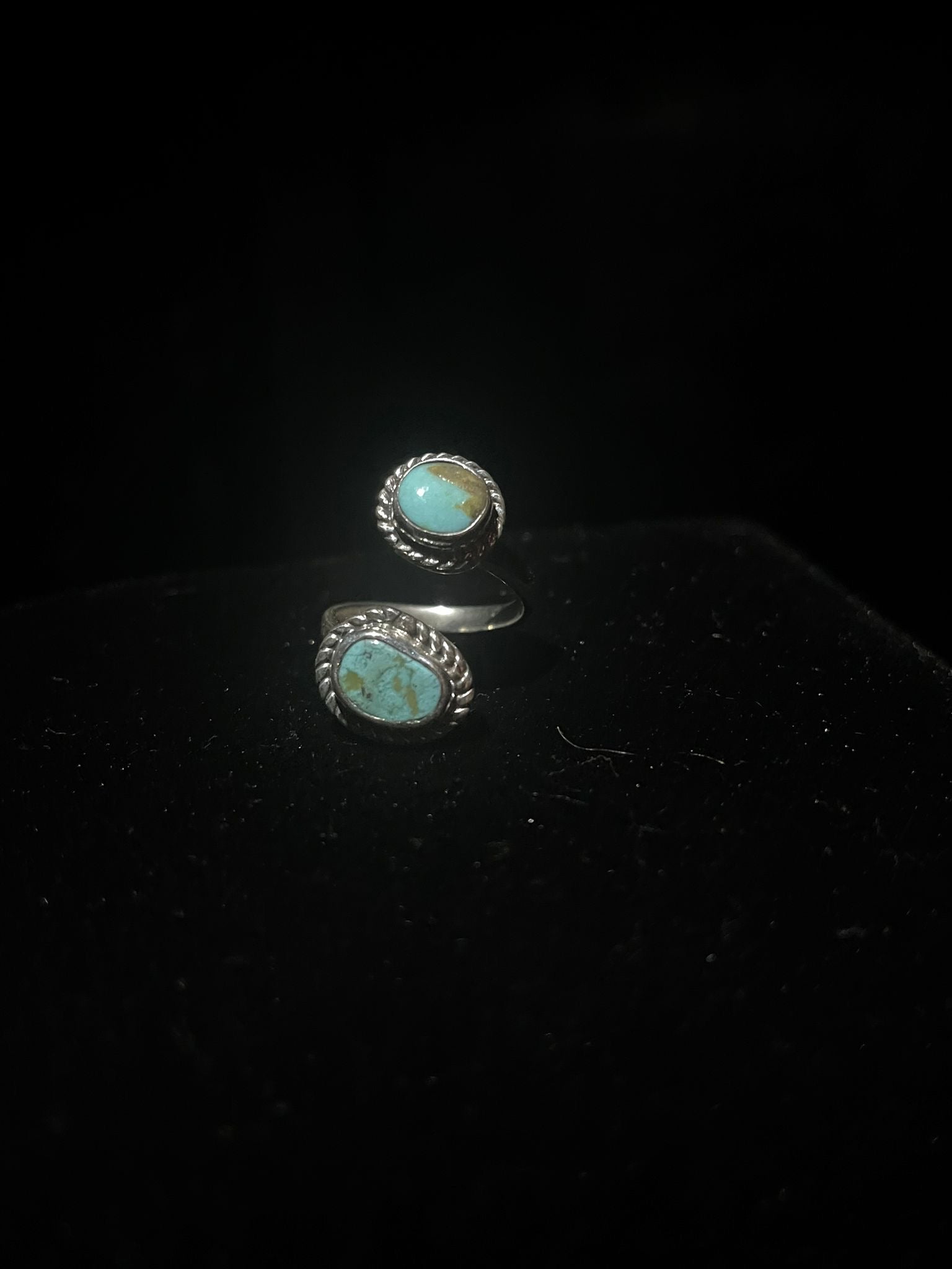 Western Rodeo-Themed Two Stone Turquoise Ring
