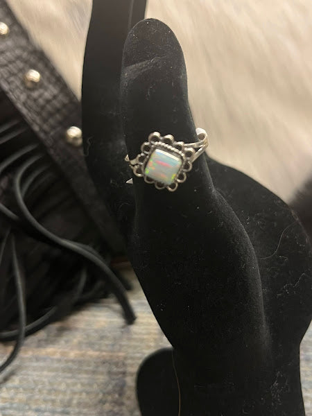 Handmade Sterling Silver  and Lab Opal Gemstone Rings - Regul Silver