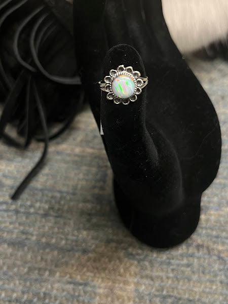 Handmade Sterling Silver  and Lab Opal Gemstone Rings - Regul Silver