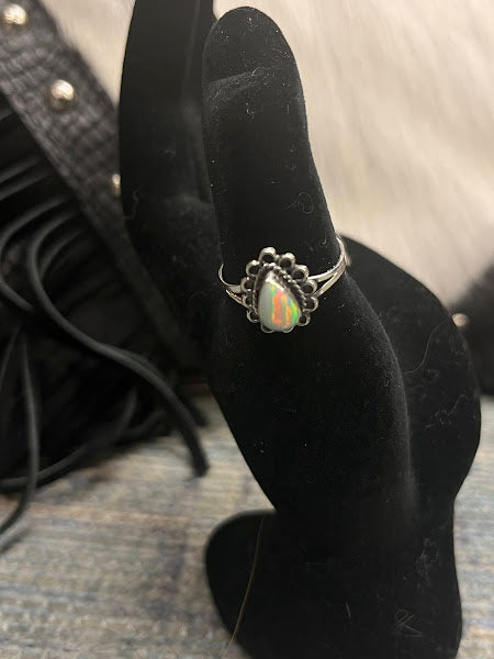 Handmade Sterling Silver  and Lab Opal Gemstone Rings - Regul Silver