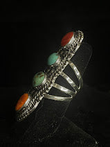 Four Stone Turquoise And Spiny Oyster Ring | Real Stones Jewelry - Regul Silver