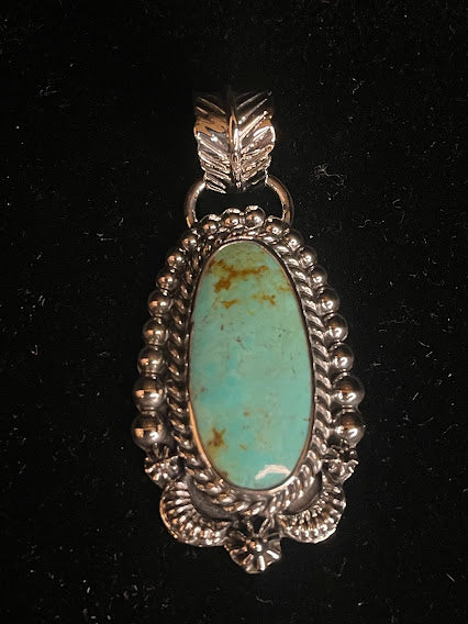 Handcrafted Unique Turquoise Pendant - Regul Silver