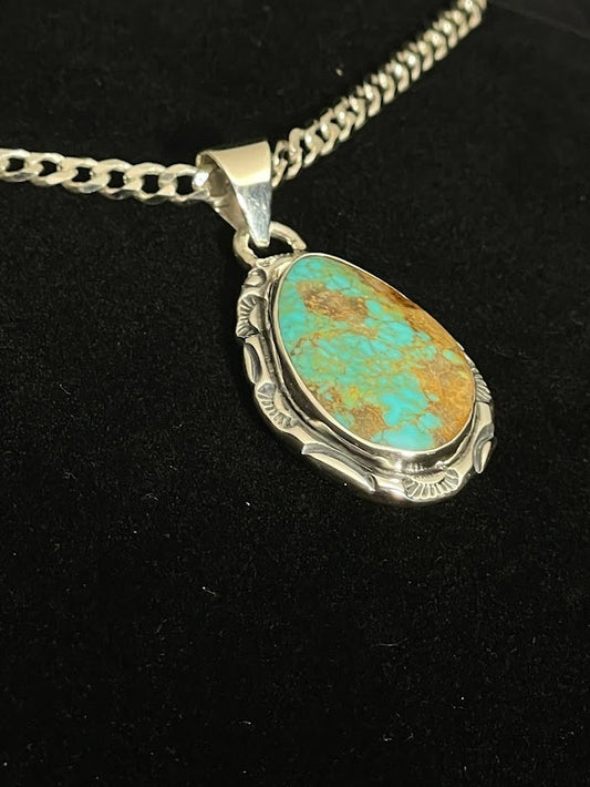 Real Turquoise & Sterling Silver Pendant Necklaces - Regul Silver