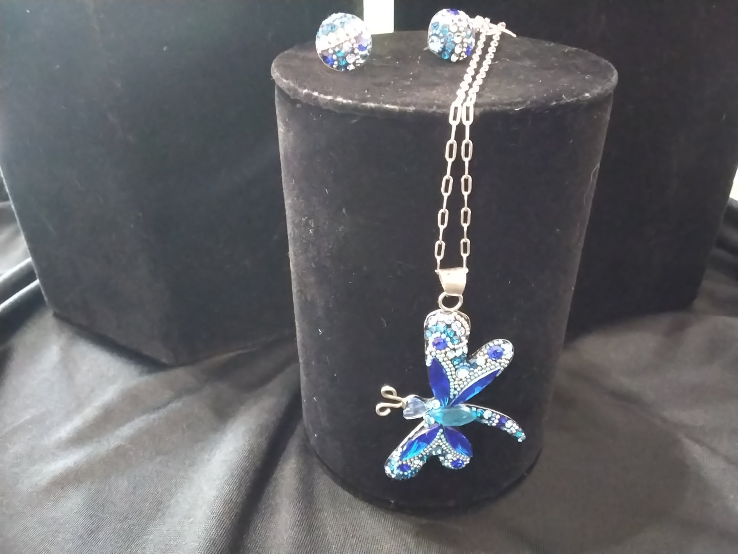 Swarovski Crystal Beaded Dragonfly And Earring Set