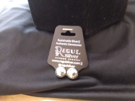 Hammered Textured Half-Ball Earrings - Regul Silver
