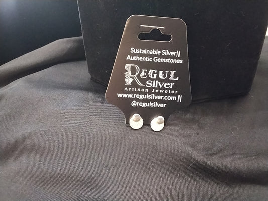 Textured Dome Stud Earrings - Regul Silver