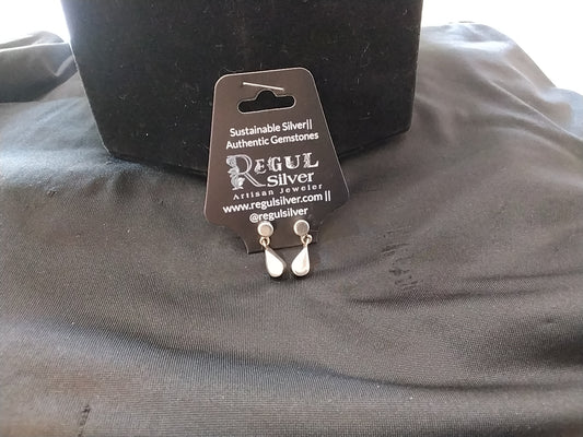 Teardrop Dangle Stud Earrings - Regul Silver