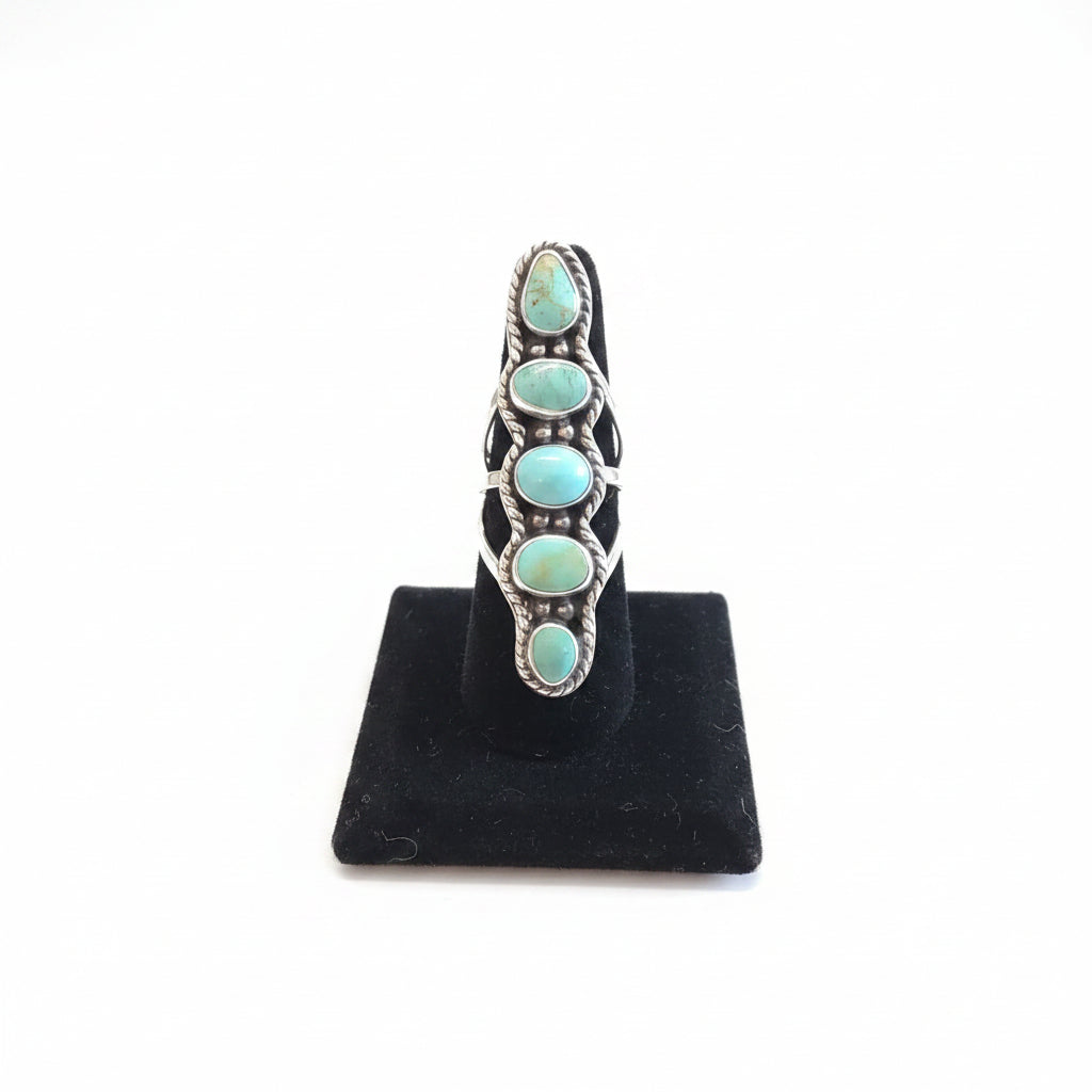Silver Turquoise Five- Stone Ring