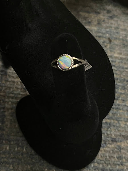 Handmade Sterling Silver  and Lab Opal Gemstone Rings - Regul Silver