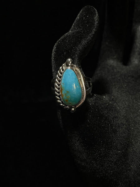 One Stone Southwest Blue Turquoise Ring | Split Design - Regul Silver