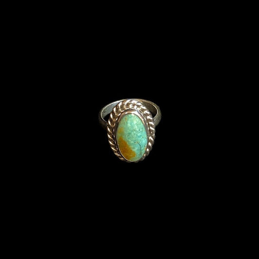 Real Sonoran Blue Turquoise Single Stone Ring in Sterling Silver - Regul Silver