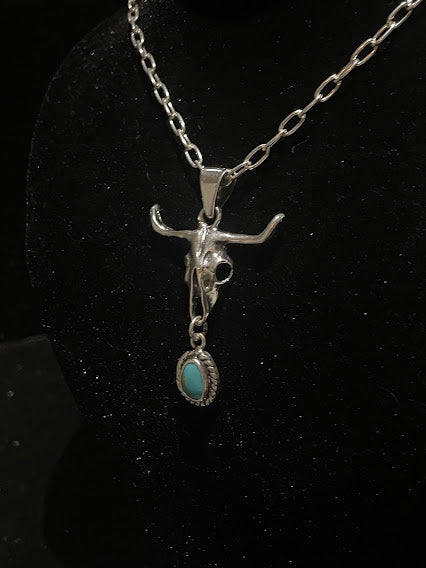 Sterling Silver Longhorn Necklace | Stockyards Style - Regul Silver