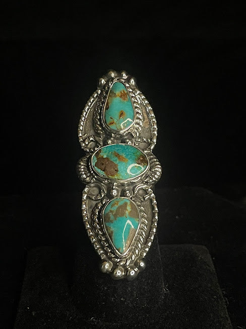 Genuine Turquoise Sterling Silver Three-Stone | One Of A Kind - Regul Silver