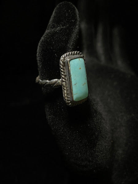 Western Sonoran Single Square Style Blue Turquoise Ring - Regul Silver