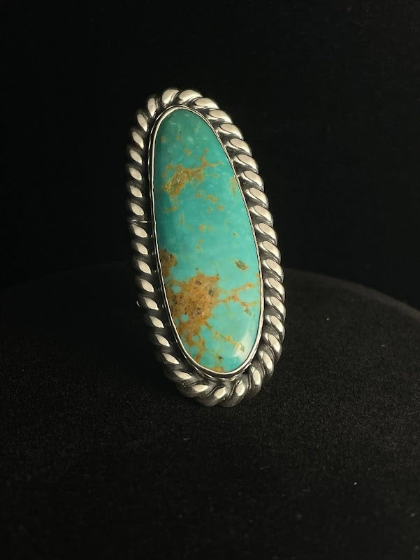 Long Stone- Handcrafted Real Turquoise Rings