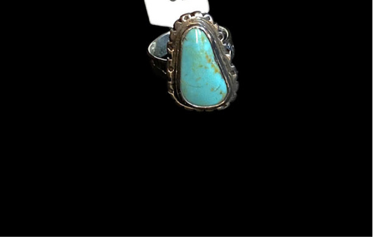 Real Sonoran Turquoise Ring Single Stone in Sterling Silver - Regul Silver