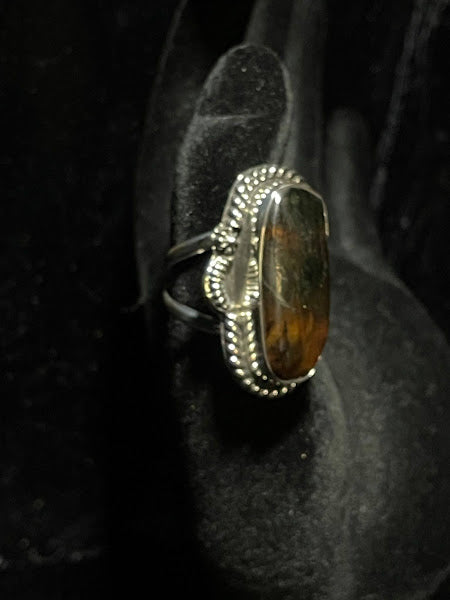 Large Amber Gemstone | Sterling Silver Rings - Regul Silver