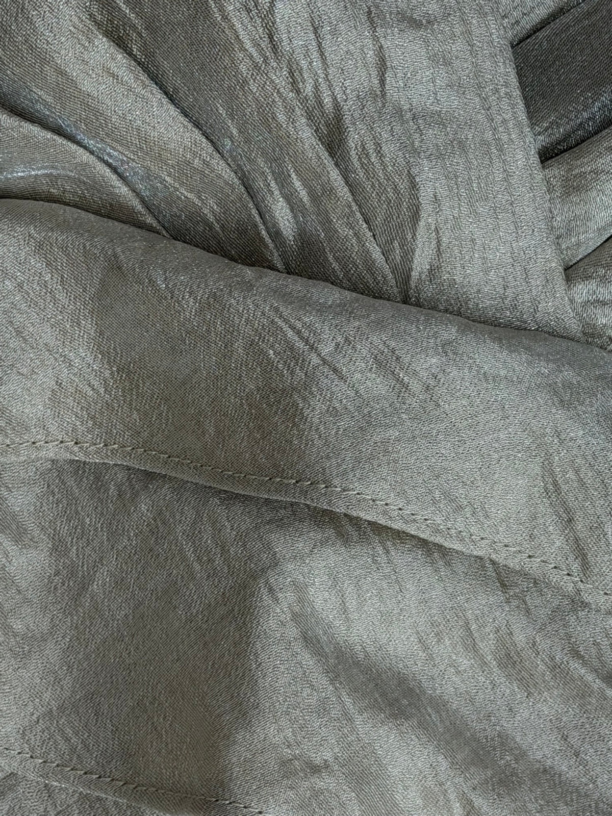 London Times sage green shimmer tiered mini dress, size M, LTD9C - shimmer fabric close-up