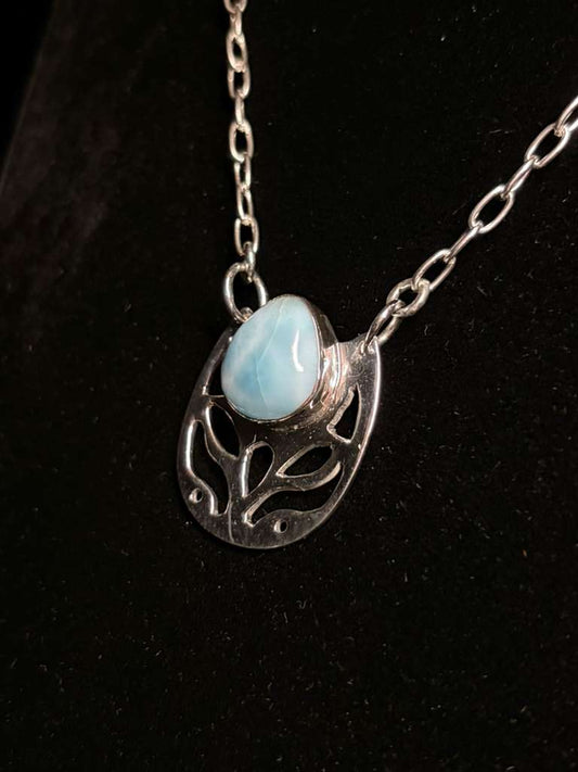 Larimar Sterling Pendant Necklace - Regul Silver