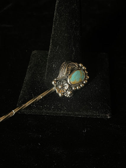 Handcrafted Sterling Silver Artisan Single Turquoise Hat Pins - Regul Silver
