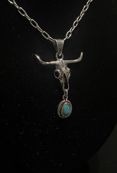 Sterling Silver Longhorn Necklace | Stockyards Style - Regul Silver