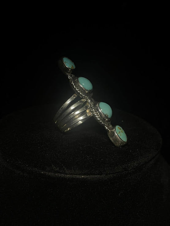 Four Stone Sterling Silver Ring | Real Turquoise - Regul Silver